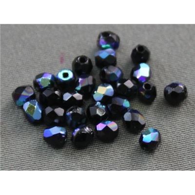 Firepolished Crystal Jet AB 3mm ea