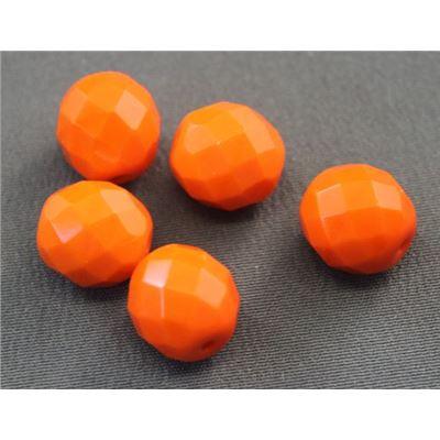 Firepolished Crystal Opaque Orange 10mm ea