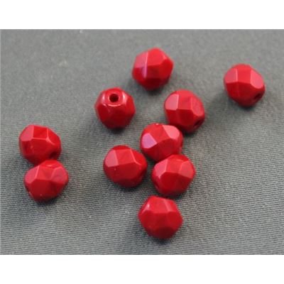 Firepolished Crystal Opaque Red 6mm ea