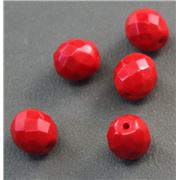 Firepolished Crystal Opaque Red 10mm ea