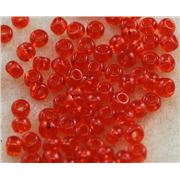 Czech Seed Bead Red/Orange Transparent 5/0 - Minimum 12g