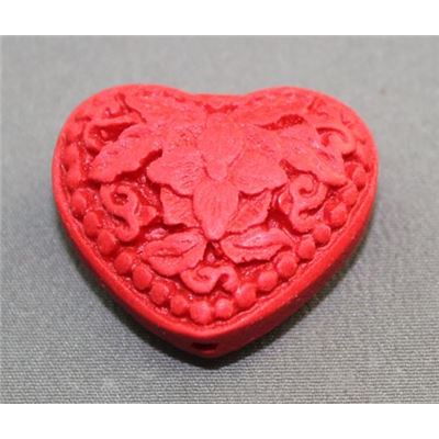 Cinnebar Bead 25mm Heart