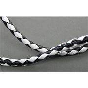 Cowhide Braiding Black and White 5mm per metre