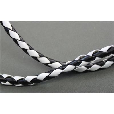 Cowhide Braiding Black and White 5mm per metre