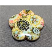 Semi Precious Howlite Patterned Flower ea