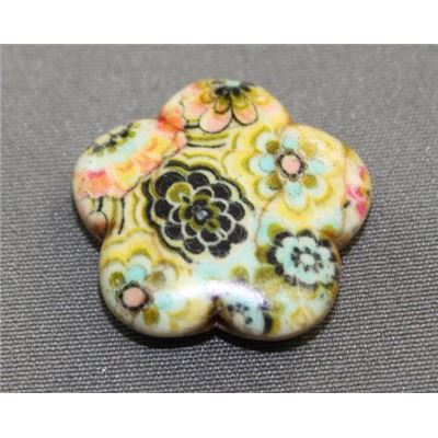Semi Precious Howlite Patterned Flower ea