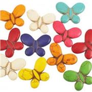 Semi Precious Howlite Butterfly 24x35x6mm Assorted Colours ea