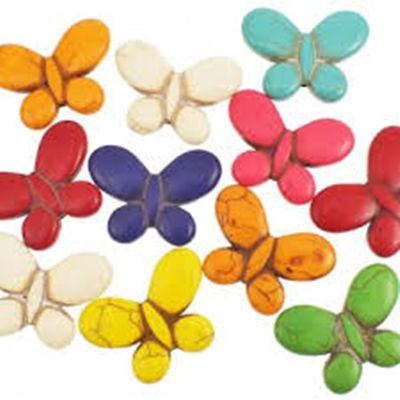 Semi Precious Howlite Butterfly 24x35x6mm Assorted Colours ea