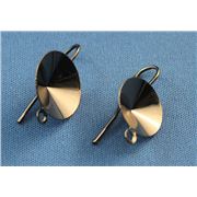 Earring 14mm Rivoli Setting with Bail Black Nickel (per pair)