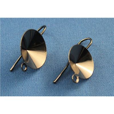 Earring 14mm Rivoli Setting with Bail Black Nickel (per pair)