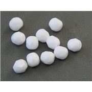 Firepolished Crystal Opaque White 6mm ea
