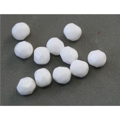 Firepolished Crystal Opaque White 6mm ea