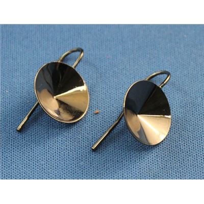 Earring 14mm Rivoli Setting No Bail Black Nickel (per pair)