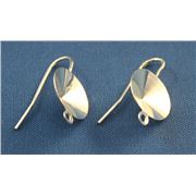 Earring 14mm Rivoli Setting with Bail Silver (per pair)