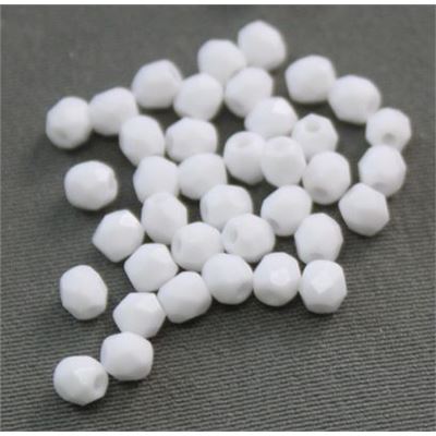 Firepolished Crystal Opaque White 3mm ea