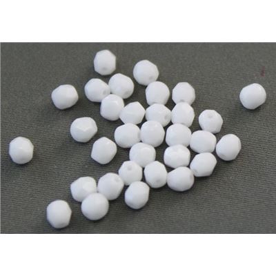Firepolished Crystal Opaque White 4mm ea