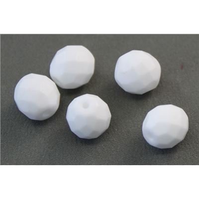 Firepolished Crystal Opaque White 10mm ea