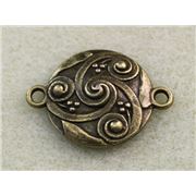 Round Pattern Carved Connectors 28x21mm Antique Bronze ea