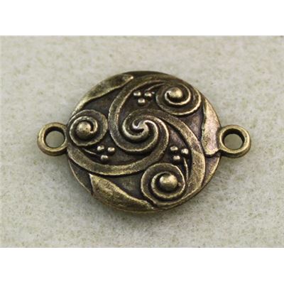 Round Pattern Carved Connectors 28x21mm Antique Bronze ea