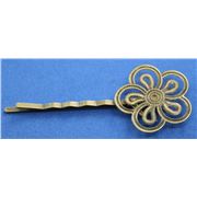 Hair Accessories  Filigree Flower Bobby Pins 6.5x2.6cm Antique Bronze ea