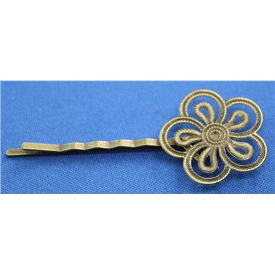 Hair Accessories  Filigree Flower Bobby Pins 6.5x2.6cm Antique Bronze ea