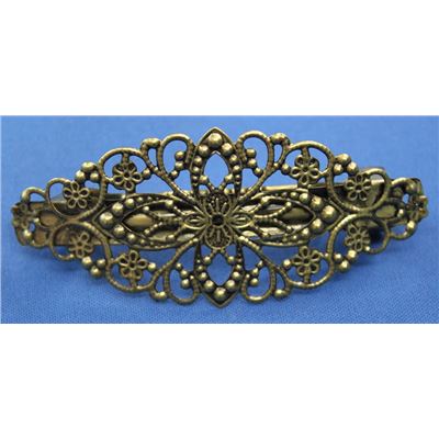 Hair Accessories  Flower Barrette 80x35mm Antique Bronze ea