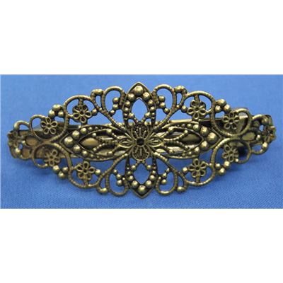 Hair Accessories  Flower Barrette 80x35mm Antique Bronze ea