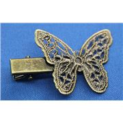 Hair Accessories  Filigree Butterfly Prong Clip 4x2.7cm Antique Bronze ea