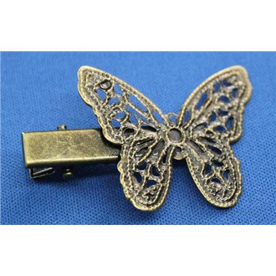 Hair Accessories  Filigree Butterfly Prong Clip 4x2.7cm Antique Bronze ea