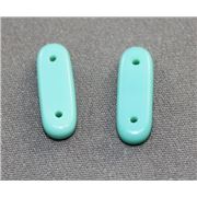 Two Hole Bar Turquoise 15mm