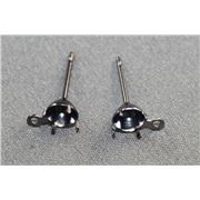 Earring Claw Stud SS20 Black Nickel with loop