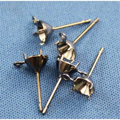 Earring Claw Stud SS24 Black Nickel with loop per pair