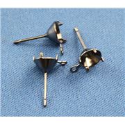 Earring Claw Studs SS30 Black Nickel with loop per pair