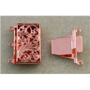 Clasp Rectangle 3 Strand Push Pull Copper 13 x 22mm each