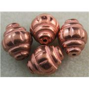 Filler Bead  Decorative Oval 15x10mm Copper ea