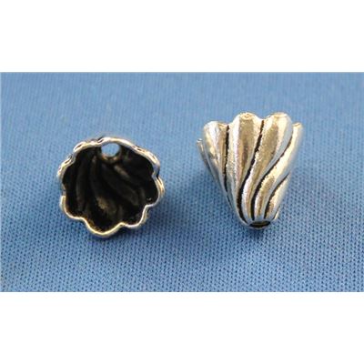 Bead Cap Swirled Cone Antique Silver 12 x 13mm