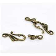 Tibetan Style Hook Clasp Antique Brass  26x13mm ea