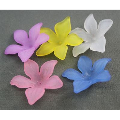 Acrylic Frosted Flower 28x7mm Assorted Colours ea.