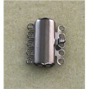 Clasp Rectangle 5 Strand Black Nickel 6x15mm ea