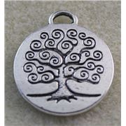Charm Round Tree Of Life Antique Silver 15x12mm each