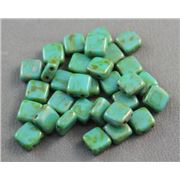 CzechMates Tile Bead 6mm Picasso-Persian Turquoise