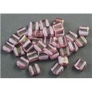 CzechMate Tile Bead 6mm Luster- Transparent Topaz/Pink