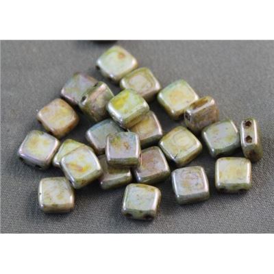 CzechMate Tile Bead 6mm Luster-Opaque Green