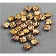 CzechMate Tile Bead 6mm Ivory-Picasso