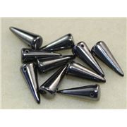  Glass Spikes 7x17mm Jet Hematite ea.