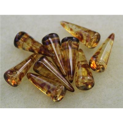  Glass Spikes 7x17mm Crystal Picasso  ea.