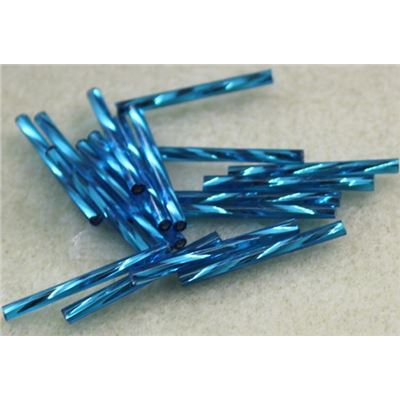 Bugle Twist Aqua Silver Lined 25mm - Minumum 12g