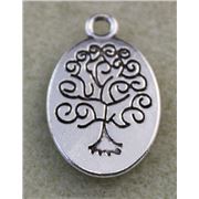 Charm Oval Tree Of Life Antique Silver 24x15mm each