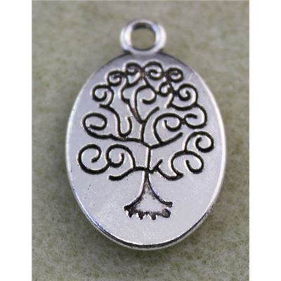 Charm Oval Tree Of Life Antique Silver 24x15mm each
