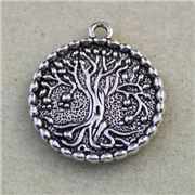 Charm Carved Tree Of Life Antique Silver 29mm each